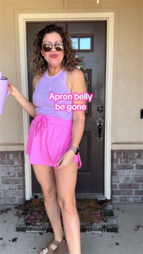 And just like magic, the apron belly disappears! Love this little Athleisure skort. I definitely need all the colors! 😍 #athleisure #skirt #tennisskirt #gymfit #tiktokshopstockup