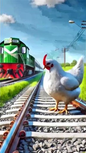 A Chicken Found a Tree on Railway Track! 🐔🌱 | Cartoon Short #ai #shorts