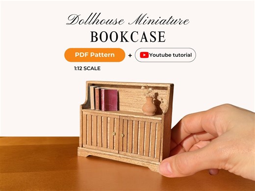 1:12 Scale Dollhouse Bookcase Printable and SVG Cut Files | Miniature Bookshelf Template | Dollhouse Furniture - Etsy