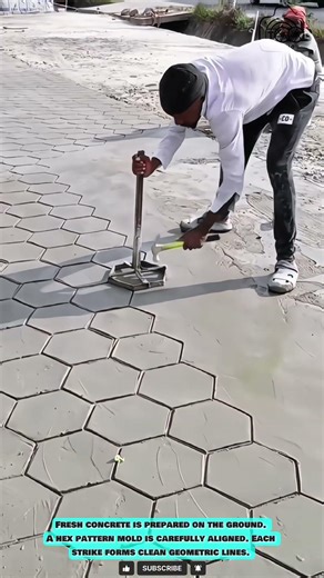 Concrete Pattern Stamping Tool: Hex Mold for Decorative Pavement Finishing
