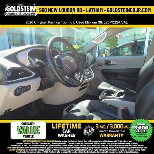 2020 Chrylser Pacifica Touring L Used Minivan Stk L26PC22A VAL