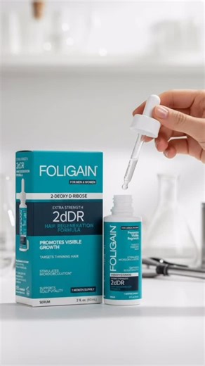 FOLIGAIN® on Instagram: "The next evolution in science driven hair regeneration starts here. Introducing the FOLIGAIN® 2dDR Hair Regeneration Serum. A next generation leave in scalp serum designed to support the appearance of fuller thicker looking hair. In preclinical research 2 deoxy D ribose known as 2dDR has been studied for its role in biological pathways involved in hair follicle activity. Formulated with 1.5 percent 2dDR this lightweight serum helps support the scalp environment where thi
