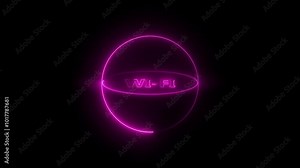 Wi-fi icon animation in circle. Wifi mobile communication and wireless network technology hologram symbol appears on a digital background.