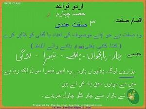 Urdu Grammar Part 4 (e) Sift Adadi