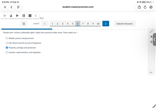 People have "certain unalienable rights" rights that cannot be ... | Filo