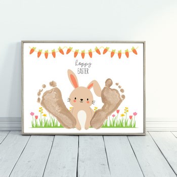 Hoppy Easter Footprint Craft, Easter Bunny Feet Keepsake Art