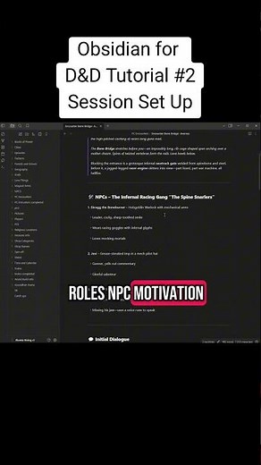Obsidian for D&D Tutorial #2 Session Set up!#DungeonsAndDragons #obsidian #DnD #DnDShorts #RPG