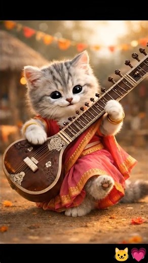 cat playing sitar ❤️ #CatPlayingSitar #AICat #IndianMusic #FunnyCat #CatLovers #ViralShorts