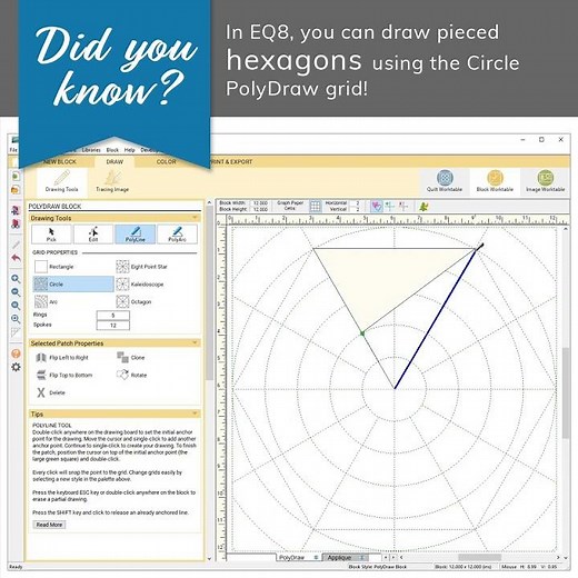 Draw Pieced Hexagons