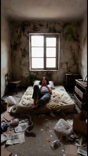 Transformação completa: quarto antigo vira quarto moderno para jovem. Um quarto antigo, sujo e abandonado passa por uma transformação completa em time-lapse. O vídeo mostra todas as etapas da renovação do ambiente: remoção de entulho, retirada do colchão e objetos antigos, limpeza do espaço, preparação das paredes, pintura, instalação de piso novo e montagem do quarto moderno. Conteúdo sobre reforma de ambientes, transformação de quartos e renovação residencial. #antesedepois #reforma #quartoref