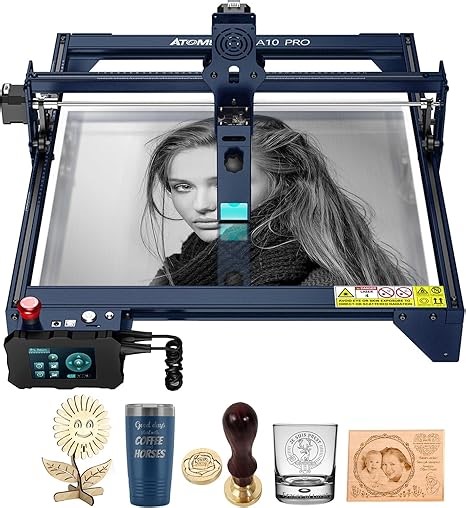 ATOMSTACK A10 PRO Laser Graviermaschine 50W, Laserschneider mit 10W Ausgangsleistung, Offline-Gravur & Touch-Steuerung, Dual Compressed Spot für Holz, Metall, Acryl, Leder, Keramik, 11000mm/min