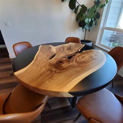 Round Epoxy Dining Table, Round Dining Table, Round Epoxy Coffee Table, Round Wood Table, Industrial Dining Table, Translucent Epoxy Table - Etsy