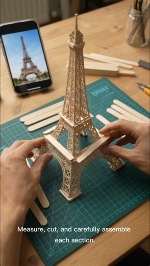 I Made the Eiffel Tower from Popsicle Sticks! 🗼