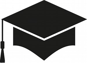 Graduation school cap illustration. Vector. Black icon on white...