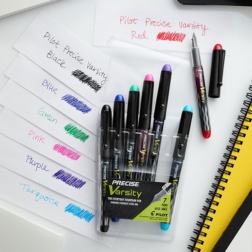 Pilot Precise Varsity Fountain Pen - Assorted 7-Pack - The Goulet Pen Company