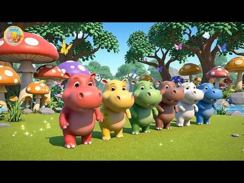 6 Baby Hippos Learn Colors & ABC Animal Adventure | Nursery Rhymes | FunFunSongKids