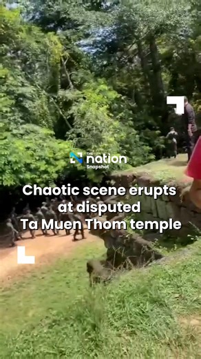 Chaotic scene erupts at disputed Ta Muen Thom temple . Chaos broke out on Tuesday at the Ta Muen Thom temple, located in a disputed area along the Thailand–Cambodia border. . According to local media reports, the disturbance began when a Cambodian woman shouted accusations that Thai soldiers stationed at the site had encroached on Cambodian territory. . This led to a heated verbal exchange and minor physical altercations between the woman and others at the scene. . The incident prompted a group 