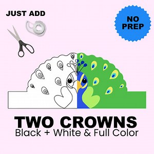 Peacock Crown / Party Hat / Mask / Costume / Animal / Headband ** Two Crowns **