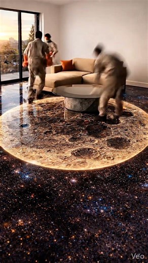 They turned an abandoned living room into a living moon!!#epoxyresinprojects