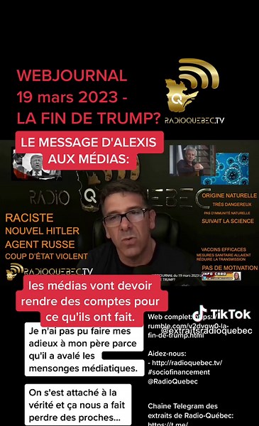 Alexis Cossette Trudel: Le Message aux Médias