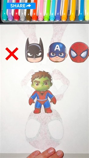 Which Head Fits Spiderman Body? 😱❌ Batman vs Captain America vs Hulk #shorts #marvel #mashup
