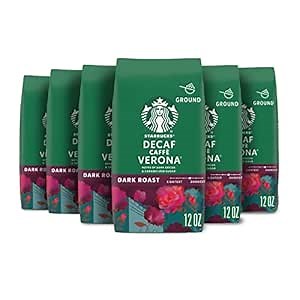 Starbucks Ground Coffee, Dark Roast Hot or Iced Coffee, Decaf Caffè Verona, Six 12 oz Bags​