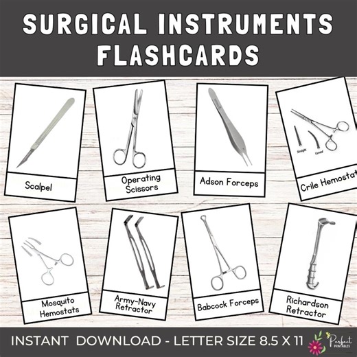 36 Surgical Instruments Flashcards | Medical Tools Flashcards With Real Identification Card - Etsy
