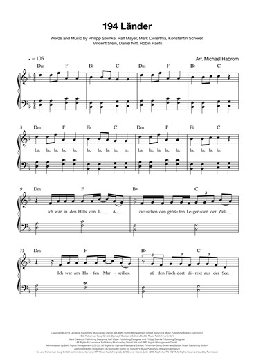 194 Laender (arr. Michael Habrom Noten | Mark Forster | Klavier, leicht