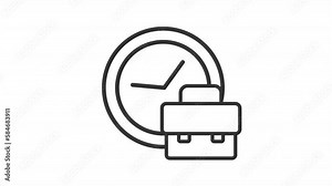 Animated work time linear icons. Working hours. Coffee break. Thinking process. Seamless loop HD video with alpha channel on transparent background. Outline motion graphic animation