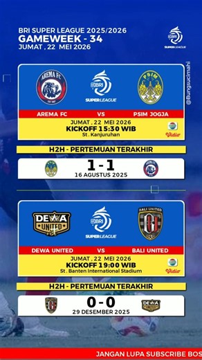 Jadwal Liga 1 2026 Hari Ini - Arema FC vs PSIM Yogyakarta #jadwalliga1 #liga1