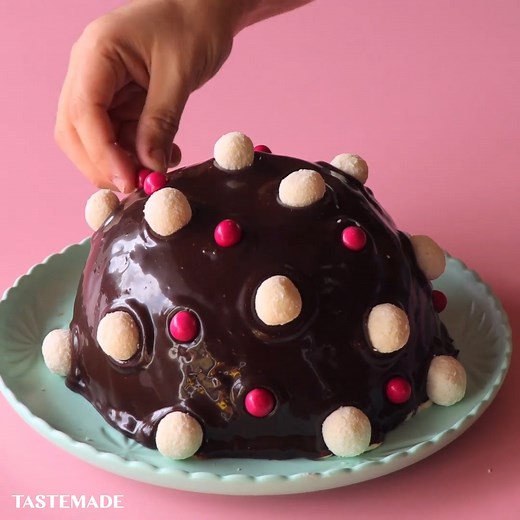 This chocolate raspberry ice cream bombe is a sweet surprise! 🎥 : The Scran Line | Tastemade