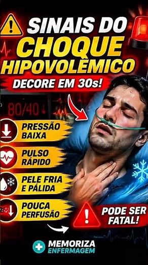👉 “⚠️ SINAIS DO CHOQUE HIPOVOLÊMICO (Decore em 30s)” #enfermagem #choquehipovolemico#enfermagen