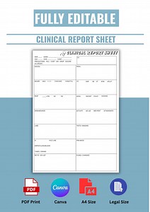 Editable Clinical Report Sheet | Printable Nurse / Doctor Report Template PDF | Medical Daily Report Sheet - Etsy