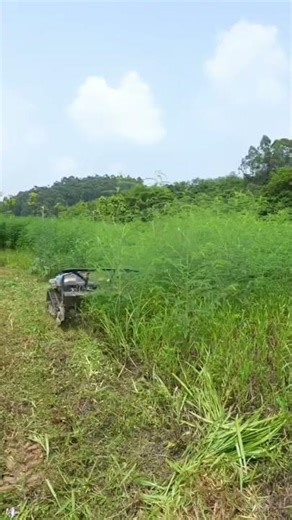 a sophisticated machine that works to clean grass fields using remote control