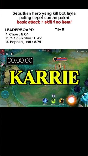 Karrie basic attack + skill 1 vs bot layla
