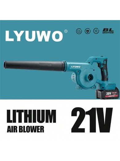 LYUWO Electric Tools, 20V Lithium Battery Blower, Hair Dryer, Storm Fan, 6-Speed Speed Regulation, Can Both Blow Dust And Vacuum, Can Remove Dust, Snow, Computer Dust And Vacuum, Courtyard Cleaning, Hair Cleaning, Car Vacuum And Household Vacuum In One. Equipped With A Large Capacity 3.0Ah Battery, It Has High Operating Efficiency, Light Weight, And Easy Operation | SHEIN