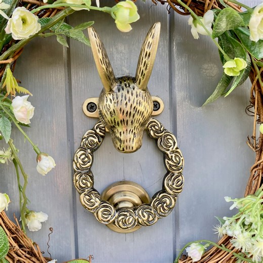 Vintage Antique Brass Hare Ring Door Knocker Solid Brass Bunny Rabbit Gift - Etsy