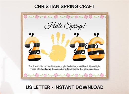 2026 Christian Spring Handprint Art, Bee Handprint Craft Printable, Easy April Church Crafts, Toddler Keepsake, Sunday School Craft - Etsy