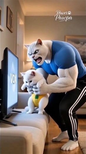 😼🔥 Meow Is Too Clever & Papa Cat Gets Angry! 😱 You Won’t Believe What Happened Next! #Cute #Shorts