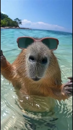 Ai in 30 | The capybara is swimming #cute #animals #funny #capibara #swim | Instagram