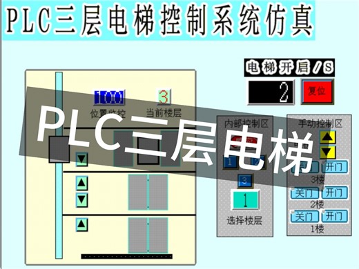 PLC三层电梯控制系统仿真（三菱GXWorks/组态GT Designer3）