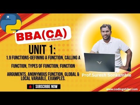 Python for BBA(CA) | Unit 1.9 - Functions in Python with Examples | TYBBA(CA) Sem V CBCS 2019