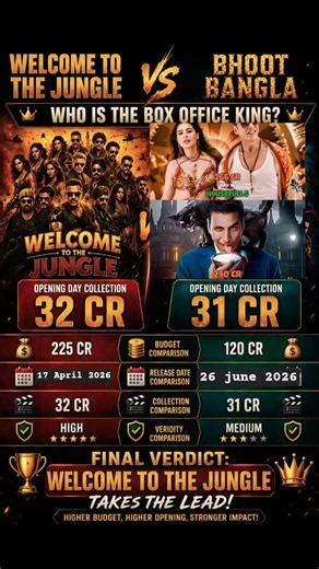 Welcome to the Jungle vs Bhooth Bangla 🔥 Opening Day Box Office Collection Comparison | #viral