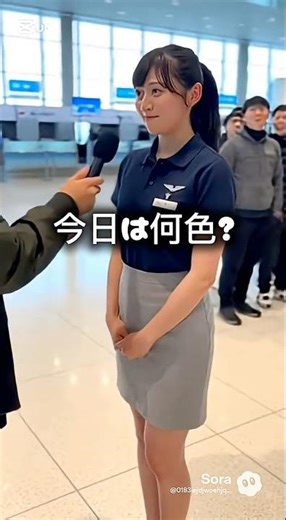 後ろ喜びすぎ😆 インタビューで今日の色を教えてくれる可愛いCAさん #ca #cabincrew #flightattendant #キャビンアテンダント #客室乗務員 #テレビ
