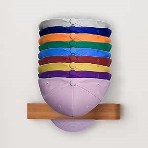 Lampeez Hat Organizer Hat Rack for Wall and Door, Wall Mounted Wooden Hat Organizers for Baseball Caps Storage Hold Up to Caps Hangers Strong Ball Cap Holder