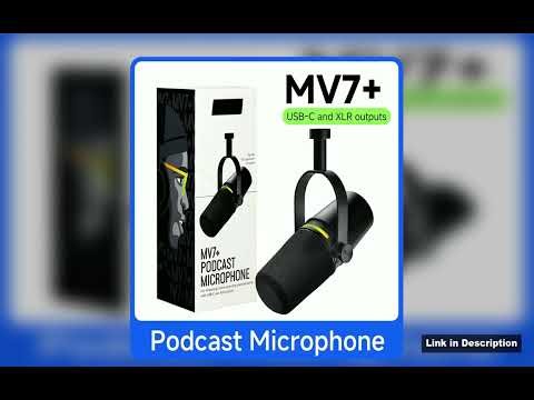 MV7 Dynamic Podcast Microphone with Voice Isolation Technology LED Panel and USBCXLR Connectivity fo