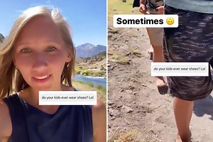 My kids hardly ever wear shoes & HIKE barefoot - I know they could get splinters