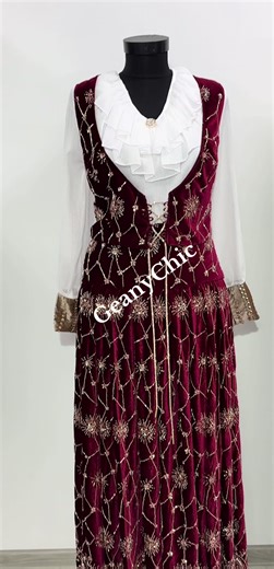 Nou!!!Costum catifea cu granate !!Stoc limitat ❤️❤️❤️#gipsy #rochii #geany #new