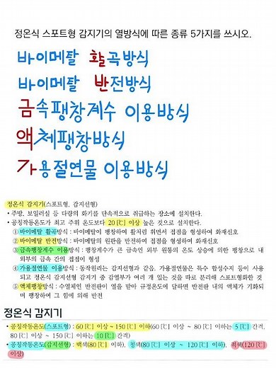 정온식 스포트형 감지기 열방식에 따른 종류