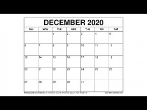 Free Printable December 2020 Calendar - Wiki-Calendar.Com